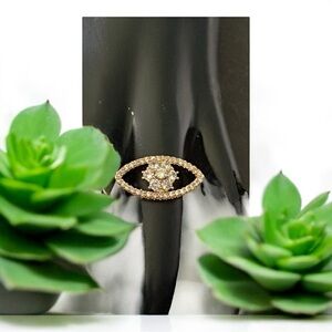 Tulip Ring- unique evil eye design. Gold tone and crystal